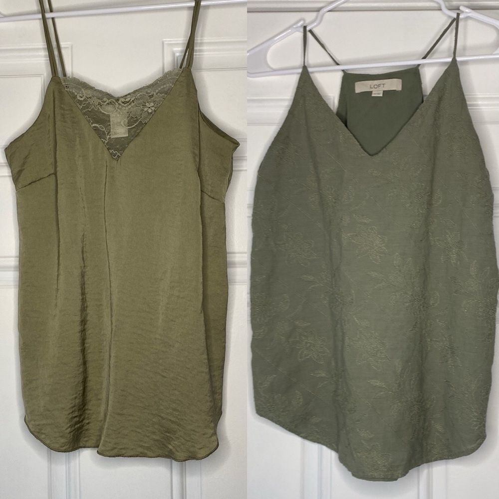 Loft H&M Bundle (2) Green Dainty Tanks Camisoles Size XS